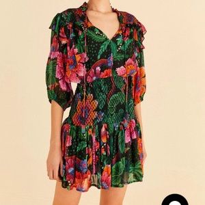 FARM RIO Black Blooming Garden Mini Dress - NWT Medium